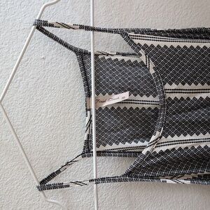 Striped Geo Black and White Strappy Flare Dress